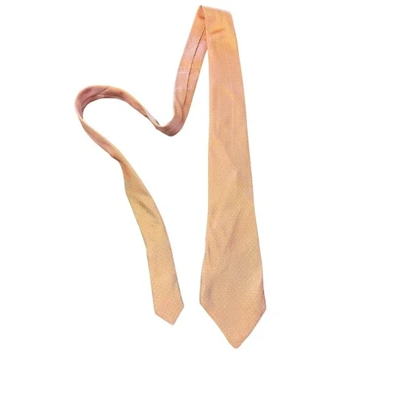 Hartwood‎ Paris Men's Necktie Peach with Blue & White Polka Dot Pattern