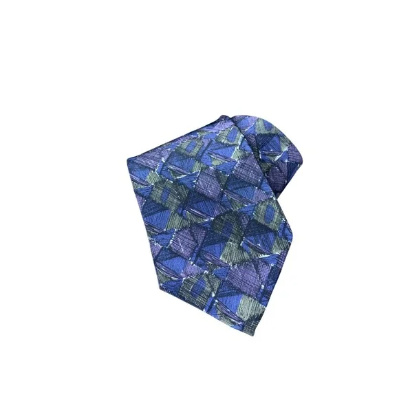 Chez Roffe New York‎ Men's Necktie Blue Purple Geometric Silk Blend Pattern