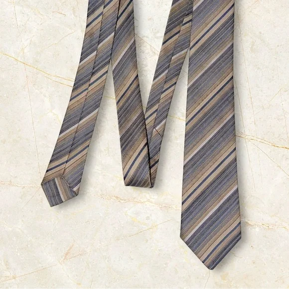 Vintage 50’s Men’s Beige Striped Hand Made in The Amanas Wool Necktie 3x57”