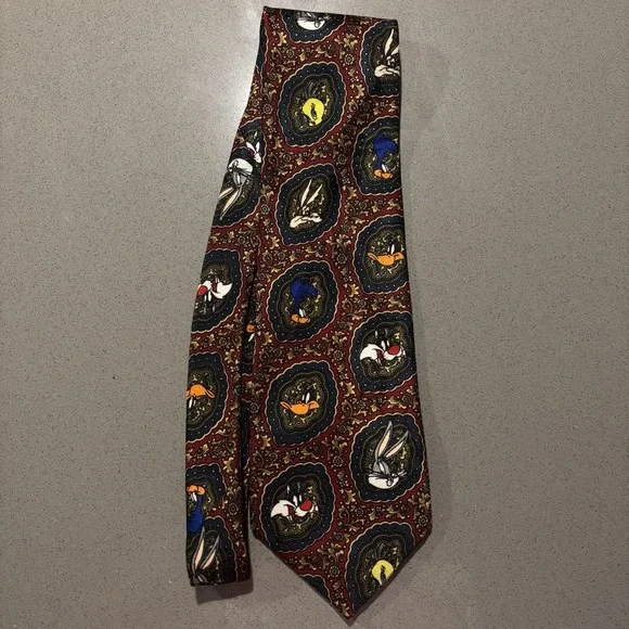 Vintage Men's 1993 Looney Tunes Mania Tie Bugs Bunny,‎ Wylie Coyote, Sylvester