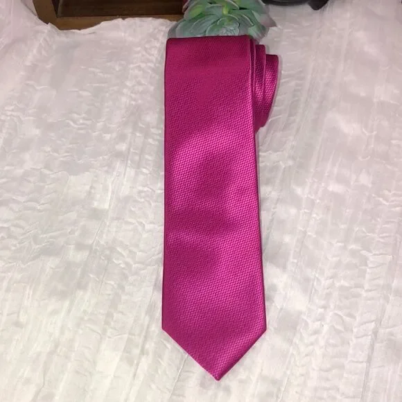 Nick Graham Stunning Fuchsia Pink Textured Polyester Tie