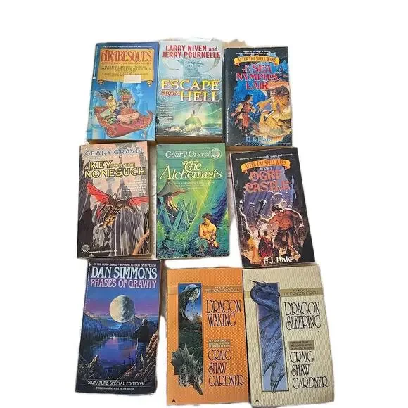 Lot of 9 Vintage Mixed Authors Fantasy Science Fiction Paperback‎ Novel Books