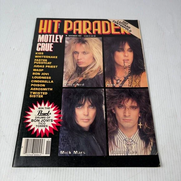 Hit Parader November 1987 Motley Crue Magazine Def Leppard Centerfold Music