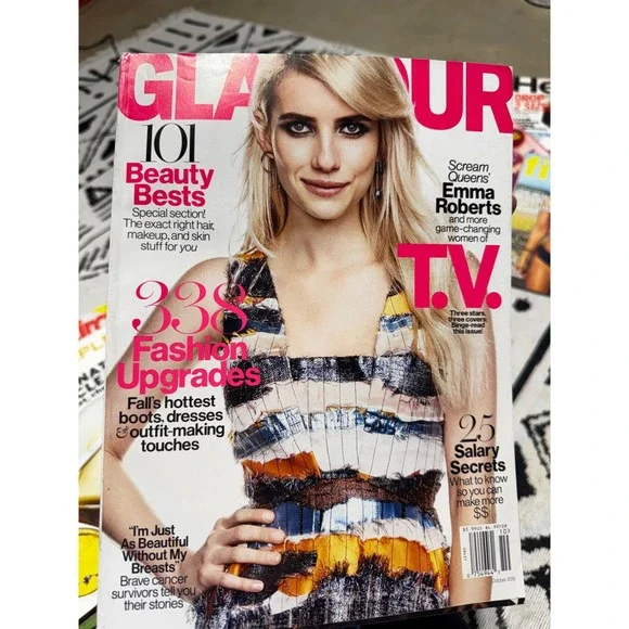 Glamour Magazine October 2015 Emma Roberts Scream Queens Fall Fashion Beauty