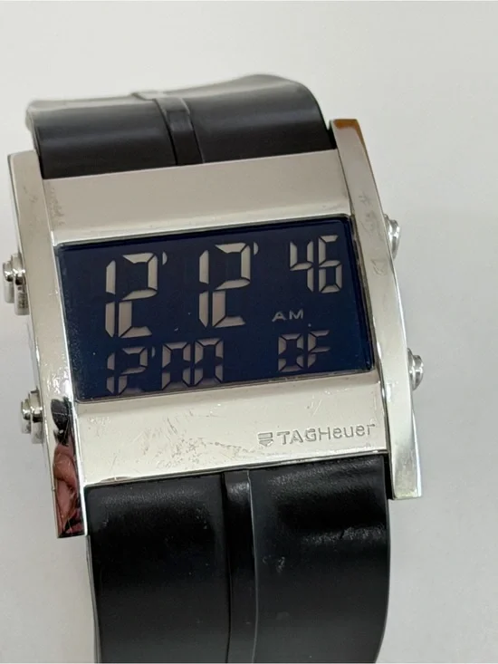 Tag Heuer Microtimer Steele Rubber Quartz Mens Watch Polished