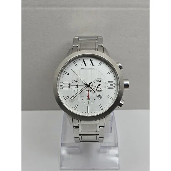Armani Exchange Mens Chronograph 48mm Stainless Steel Date Watch New Battery