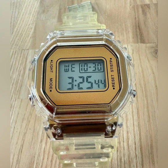 Unbranded digital transparent strap watch NEW BATTERY