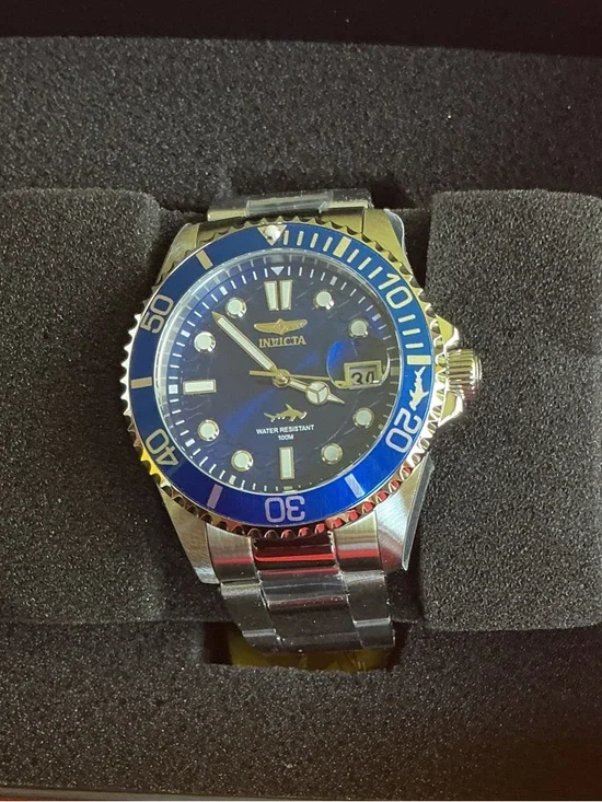 Invicta Blue and Silver Stainless Steel Dive Watch