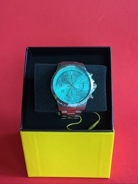 Invicta Silver Stainless Steel Chronograph Watch with Blue Dial - 69790