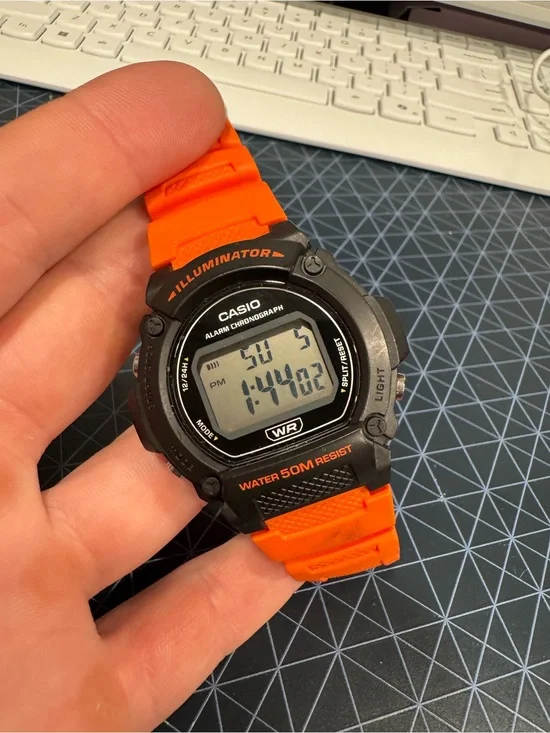 Casio W-219H-4AV Orange Digital Sport LED Illuminator Alarm Stopwatch 50M Resin