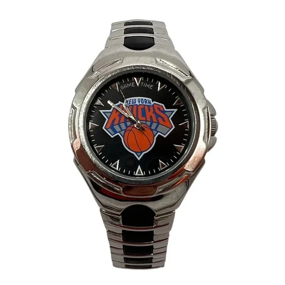 Game Time New York Knicks NBA Watch Mens Silver Black Stainless Steel VIC Quartz