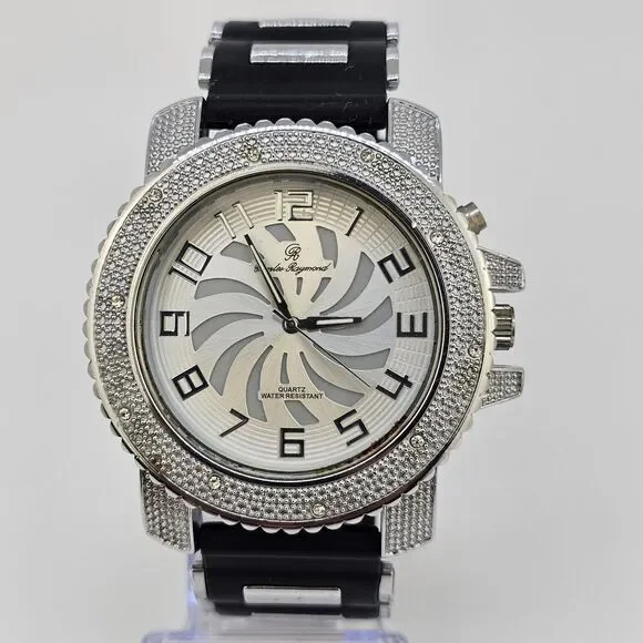 Charles Raymond Men's Watch 52MM Gray Dial Black Plastic Bands‎ New Batteries