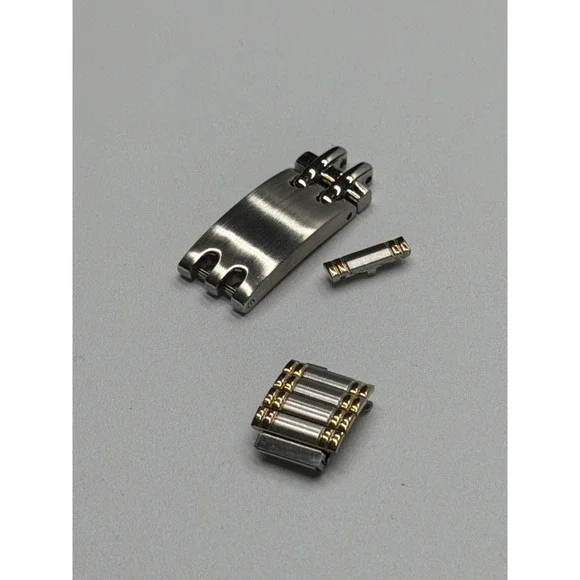 Two Tone Silver‎ Gold Stainless Steel Watch Band Links and Clasp Parts Set