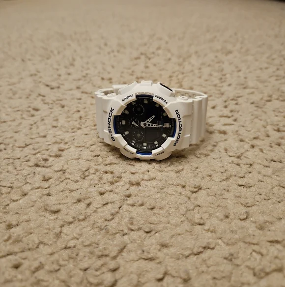 Casio G-Shock White Analog Digital Watch GA-100B-7A GA100B