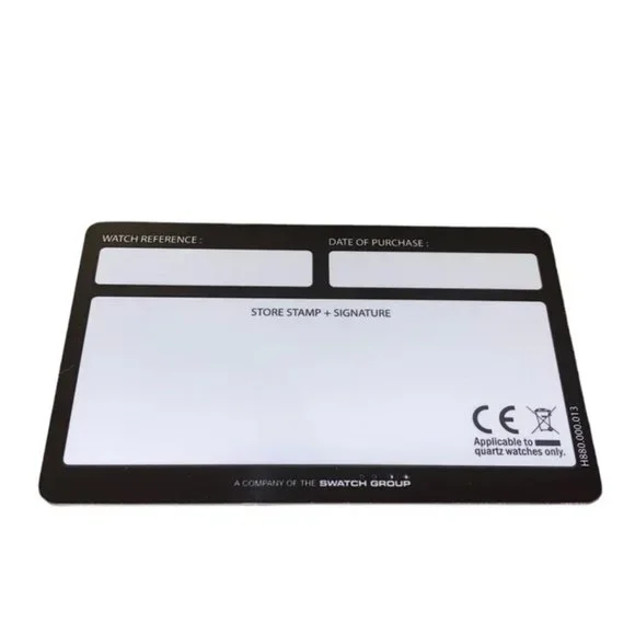 Hamilton Watch Company Blank International 2 Year Warranty Card