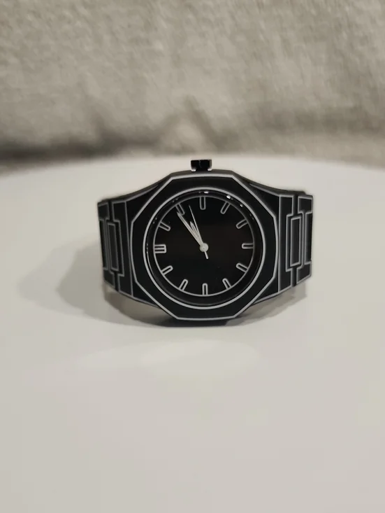 Black Sketch Watch Plastic Case integrated bracelet with White Accents
