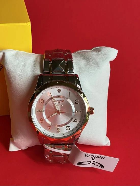 Invicta Silver and Gold Accent Men's Bracelet Watch with Yellow Box