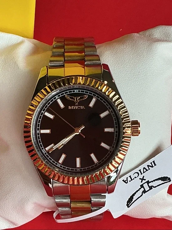 Invicta Two-Tone Gold and Silver Men's Watch with Black Dial