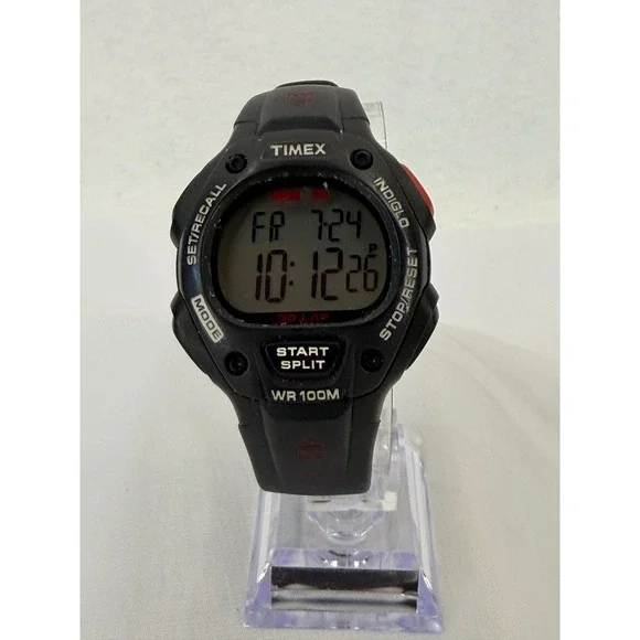 Timex Ironman Triathlon Watch Black Digital 30 Lap Indiglo WR 100M 170 U5
