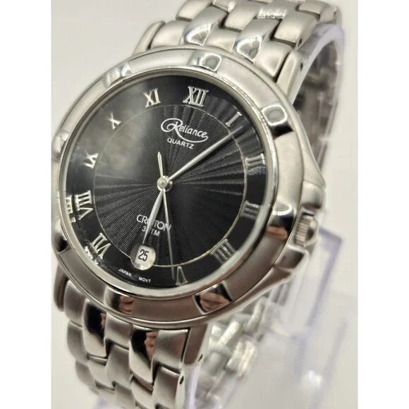 Reliance By Croton Black Sunburst Dial 38mm Stainless Steel Unisex Watch. 7.25