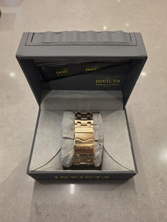 Invicta Men's Gold-Tone Chronograph Watch with Blue Dial