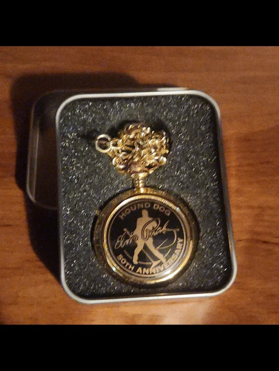 Elvis Presley 30th Anniversary Gold Pocket Watch Necklace