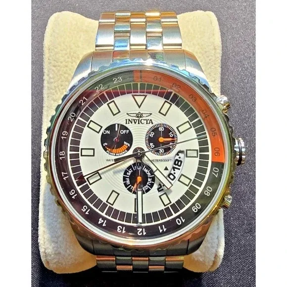 Invicta Ocean Quest 6289 Mens Chronograph Watch Stainless Steel 100M Silver Dial