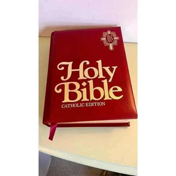 Catholic Holy Bible‎ New American Catholic Edition Red Burgundy Gold IHS Cross