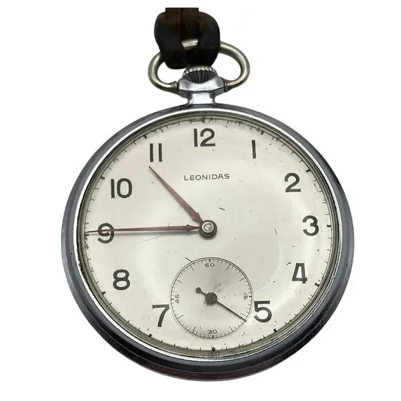 Vintage Leonidas Swiss Mechanical 17 Jewel Pocket Watch 48mm 445 Unitas Movement