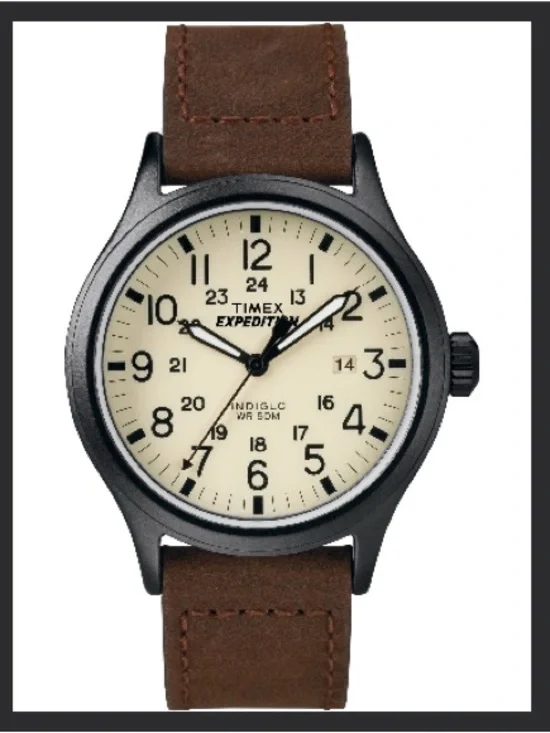 Timex Expedition Scout Cream Dial Brown Leather Strap Watch