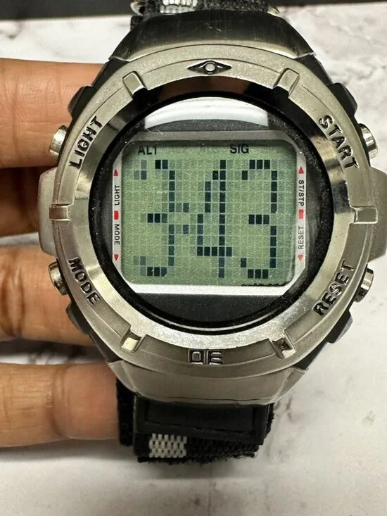 Athletic Works Digital Watch Men Black Silver Nylon Strap Band New Battery