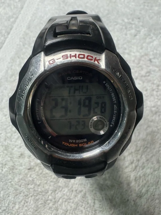 Casio G-Shock Digital Solar Watch - Black, Silver & Red Accents