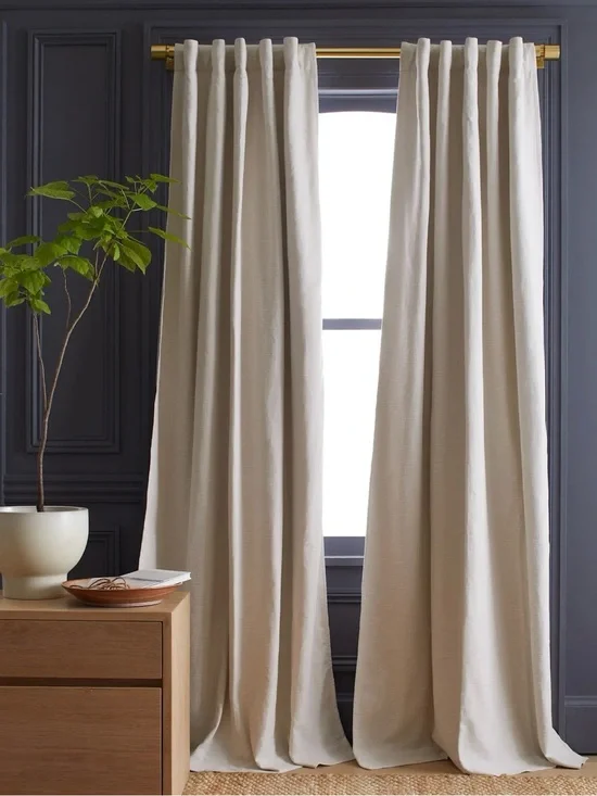 Quince Cotton Slub Room Darkening Panel in Natural