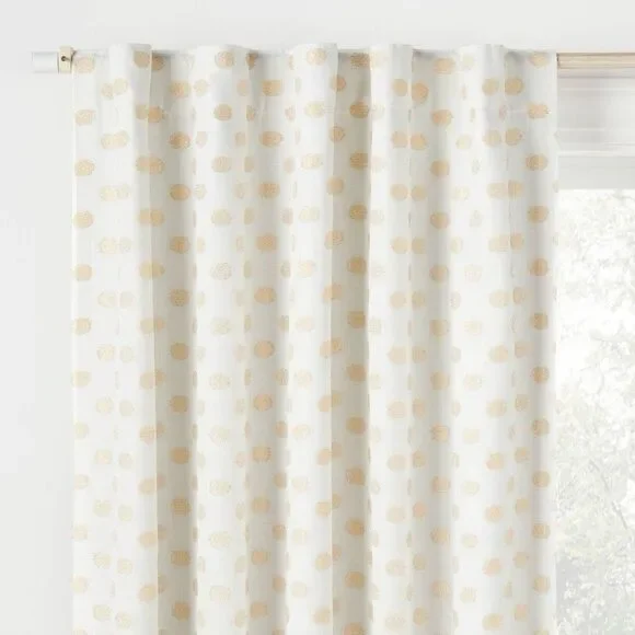 Pillowfort 42x84 Metallic Gold Clipped Dotted Kids Blackout Curtain Panel New