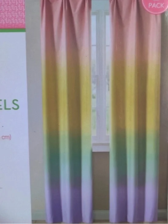 Huntington home Blackout Energy Saving Window Panels rainbow Ombre Set of 2 Pan