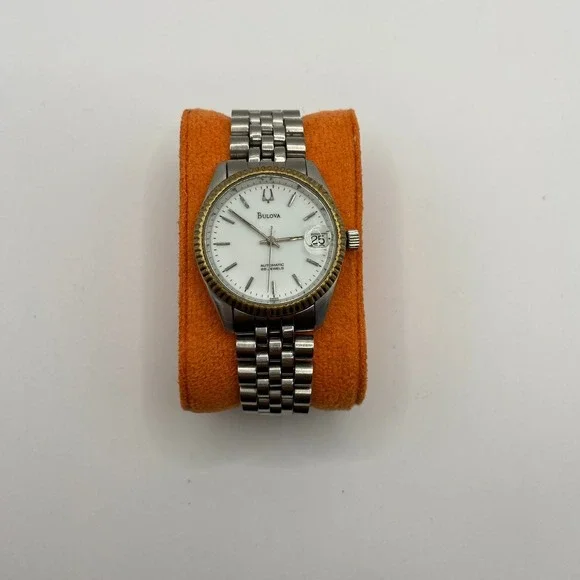 Bulova 25 Jewels Automatic Men's 34mm Silver Stainless Steel Dial Quartz Watch