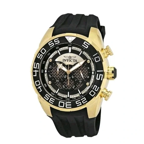 Invicta Men's Speedway Quartz Chrono 100m Gold Tone & Silicone Watch 26301 NICE