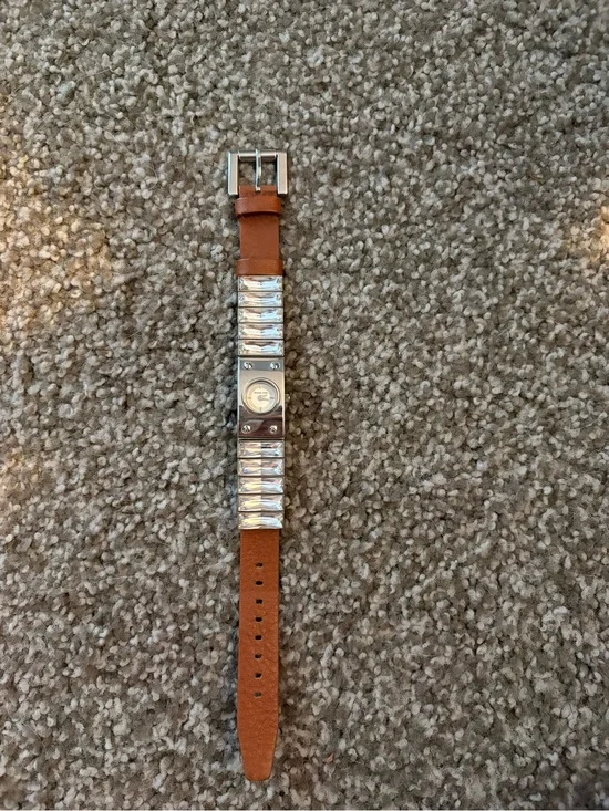 Michael Kors Brown Leather and Silver-Tone Men's Bracelet Watch