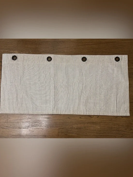 Navy and Cream Valance Curtains - Set of 2