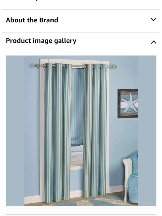 Striped Blue and Seafoam Green Grommet Curtain Panels Clearwater Coastal