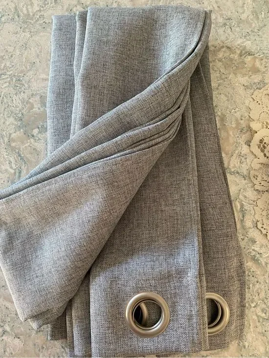Neutral Gray Grommet Curtain Panels Modern Textured Drapery