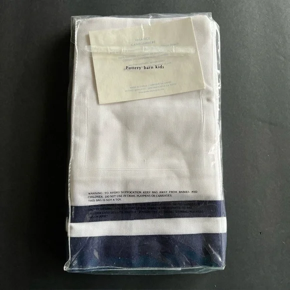 Pottery Barn Kids Harper Valance Navy White 44” x 18” Coastal New