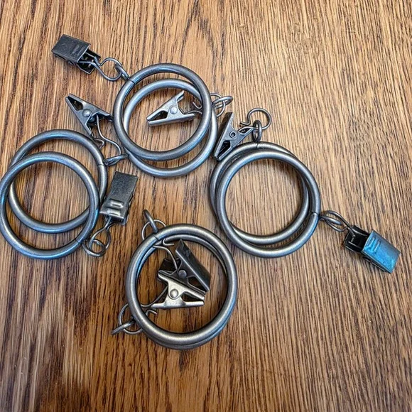 Set of 8 Pewter‎ Metal Curtain Slide Rings with Clips 1.25 Inch Gray Easy Open