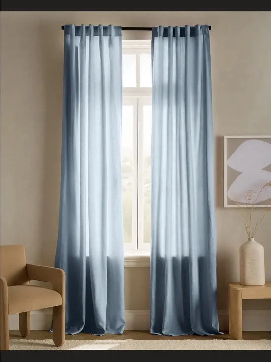 Quince European Linen Curtain Single Panel 48x96 - Chambray