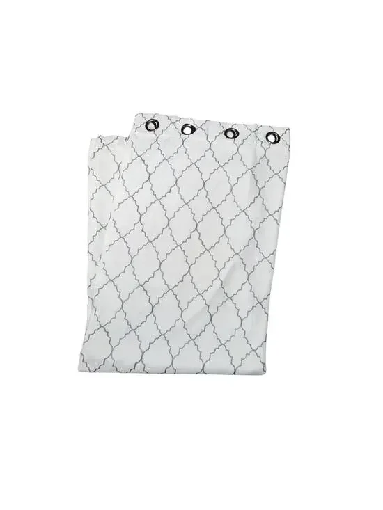 Single Sonoma Curtain Panel Trellis Print Gray Embroidered Grommets 106 Long