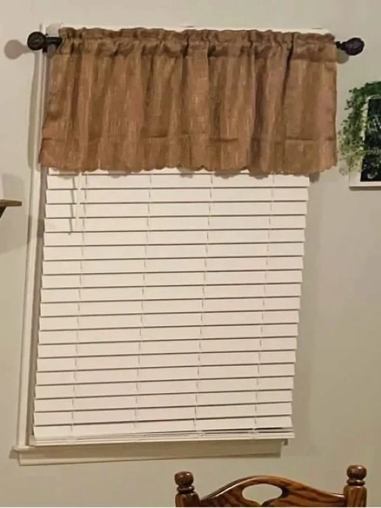 Brown Burlap Window Valance Farmhouse style set of 3