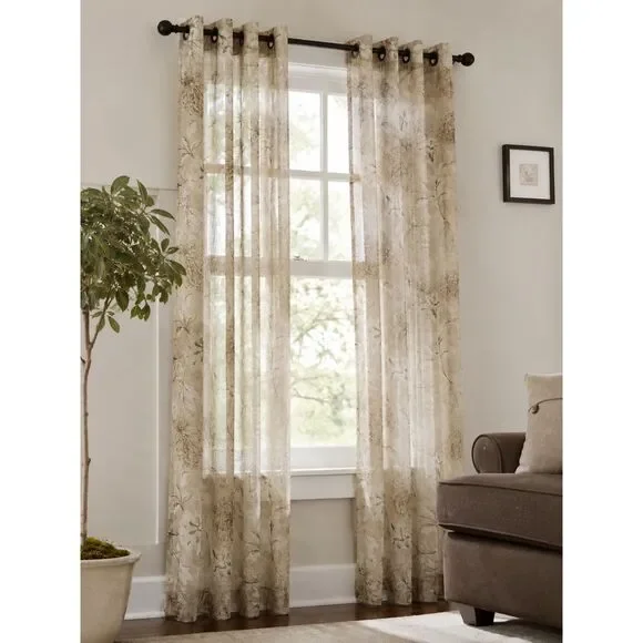 Two 50x84 Desert Khaki Linden Street JCP Spring Valley Grommet Curtain Panels