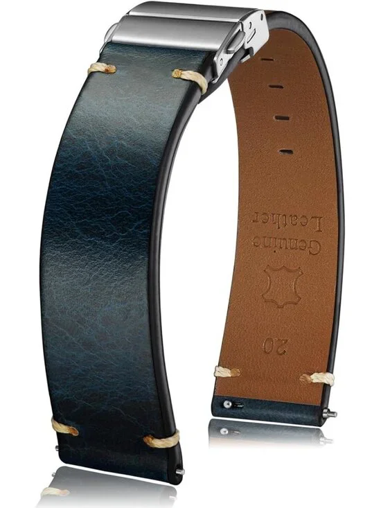 Retro Oil Wax Leather Watch Band, Quick Release, 18mm-22mm Straps for All