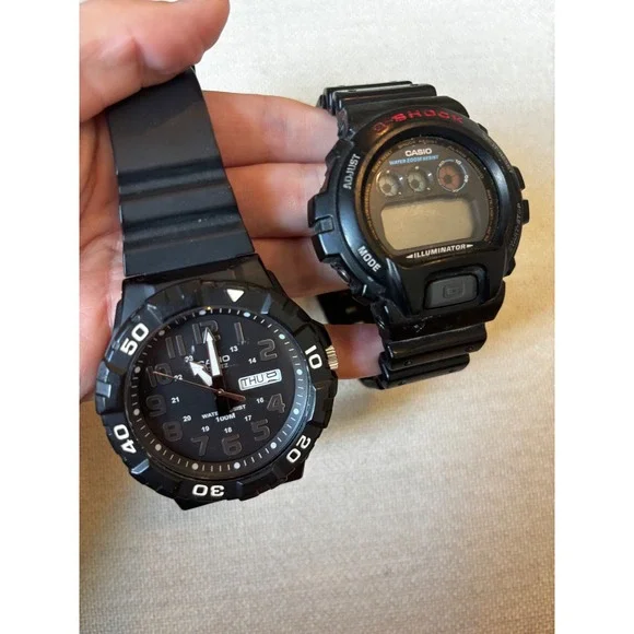 Casio G-Shock DW-6900 & MRW-200H Watch Lot OS Black Sport Tactical Rugged