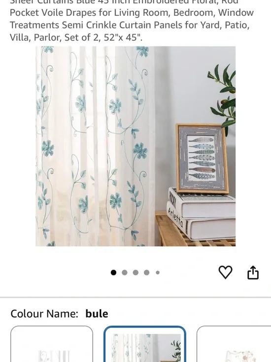 Mystic Sheer Curtain Panel with Teal Floral Embroidery
